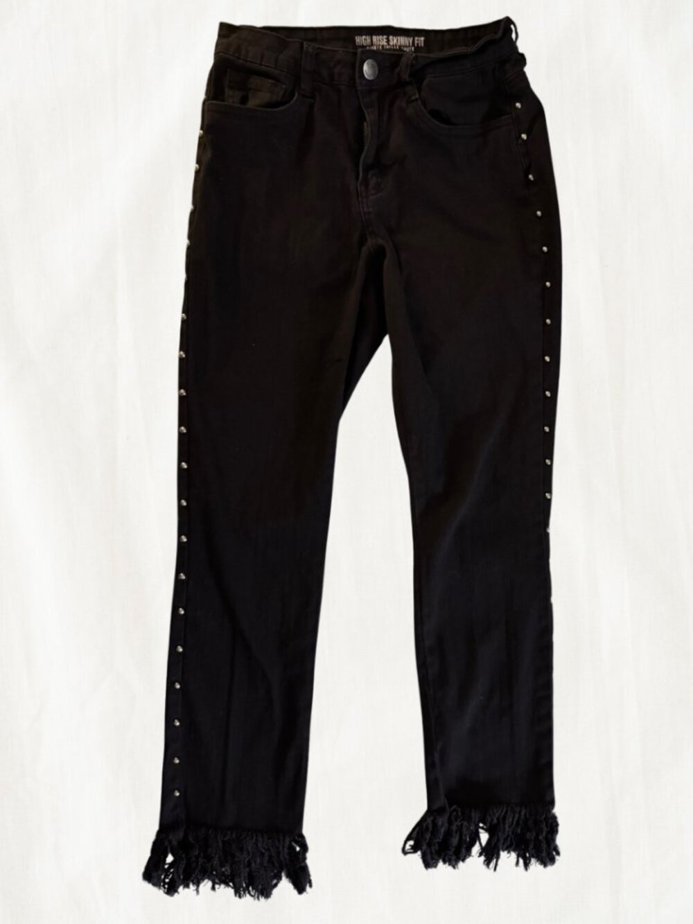 Streetwear Society High Rise Skinny Fit Pants with Fringe Detail